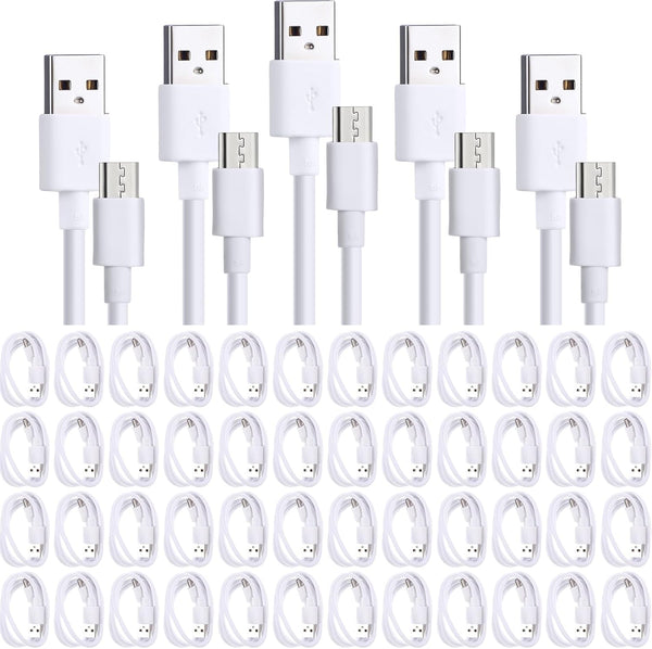 Kanayu 50 Pcs Micro USB Cable Bulk, 3.3 Ft Fast Charging Cable, Compatible with Samsung Galaxy S7, S6 Edge, Kindle, PS4