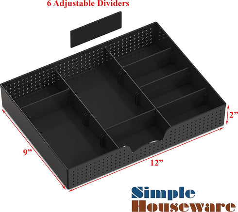 Simple Houseware Desk Monitor Stand Riser with Adjustable Organizer Tray - Black