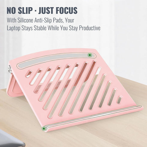 KYQEE Cute Pink Laptop Stand for Desk - Adjustable Foldable Laptop Riser, Fun White Elephant for Women Coworkers