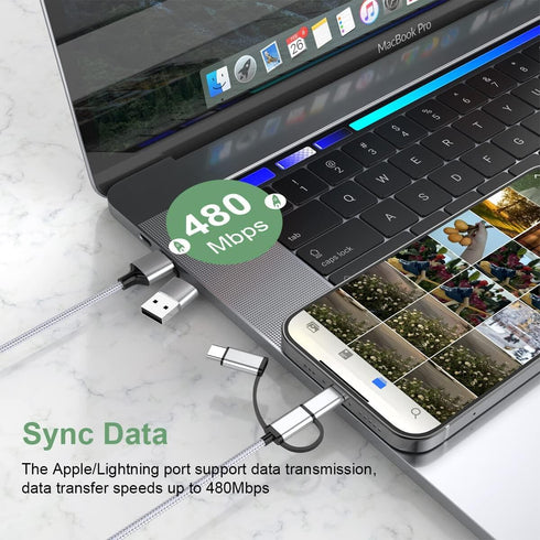 MTAKYI Multi 5 in 1 Universal USB Charging Cable, 3M/10FT USB A/Type C to Lightning+Type C+Micro USB Nylon Braided Sync