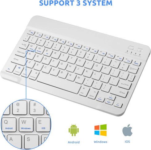 Keyboard for Samsung Tablet,Universal Slim Portable Bluetooth Keyboard for Android,Compatible with Samsung Galaxy Tab Tablets and More Bluetooth Enable Android Devices,White