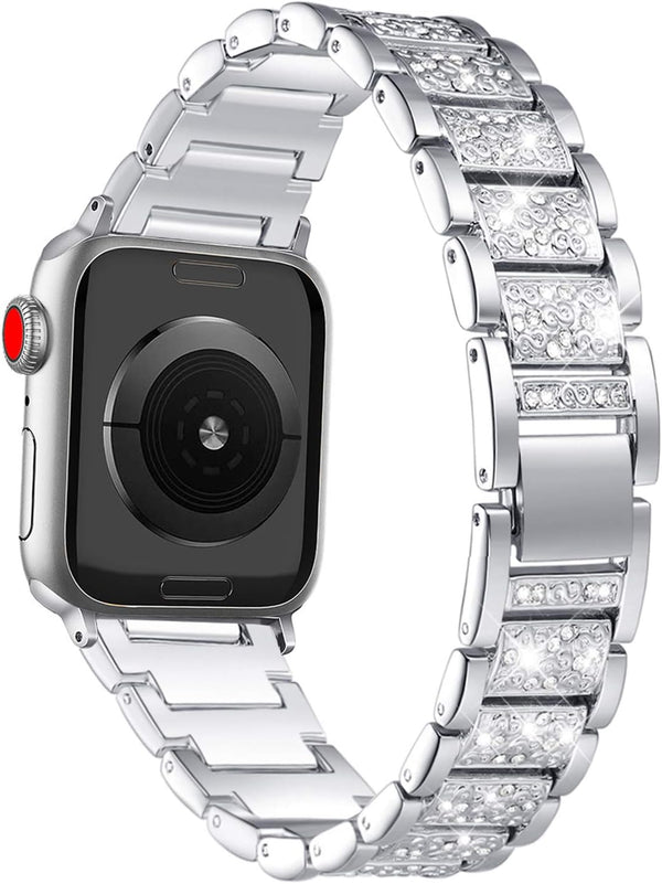 Bling Bands Compatible with Apple Watch Band 42mm/41mm/40mm/38mm, Women Metal Rhinestone Replacement