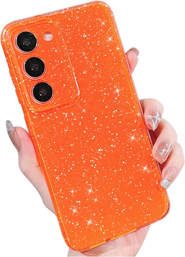 MINSCOSE Samsung Galaxy S23 Plus Case - Cute Neon Bright Color, Glitter Bling Thin Slim Shockproof Silicone Case