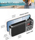 PRUNUS J-189 Bluetooth AM FM Radio, Small Portable Radio with Dual Speaker Heavy Bass, Pocket Size (Black)