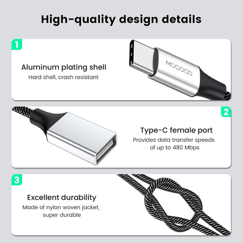 USB C to Dual USB Female Adapter, Type C to Dual USB Splitter for MacBook Pro, Google Pixel, Galaxy S9