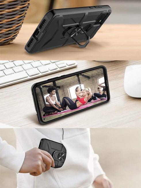 Jeylly for TCL Revvl 5G Case with 2 Pack Tempered Glass Screen Protector, Shockproof Protective Cover, Black
