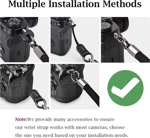 Camera Neck Strap Rope for Fujifilm X100VI, A6000, Canon EOS R6, Nikon Zf, Z5, Z30 - Black