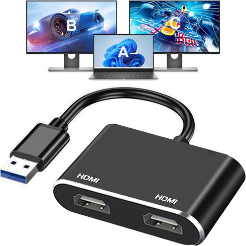 AKWOR USB to HDMI Adapter for 2 Monitors, USB 3.0 to Dual HDMI