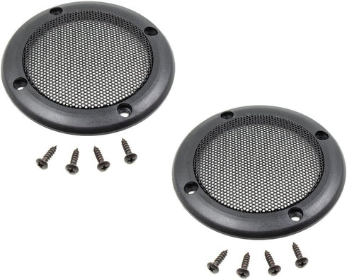 2PCS 3.5 Inch Car Speaker Grill Cover Guard Protector with Black Metal Mesh and 8 Screws Included