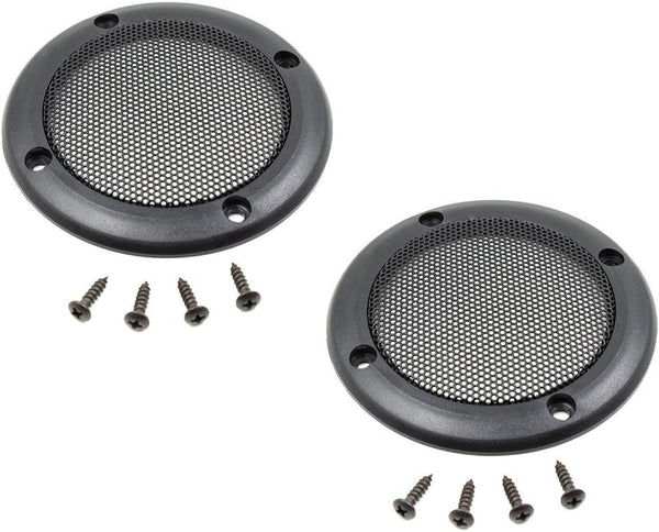 2PCS 3.5 Inch Car Speaker Grill Cover Guard Protector with Black Metal Mesh and 8 Screws Included