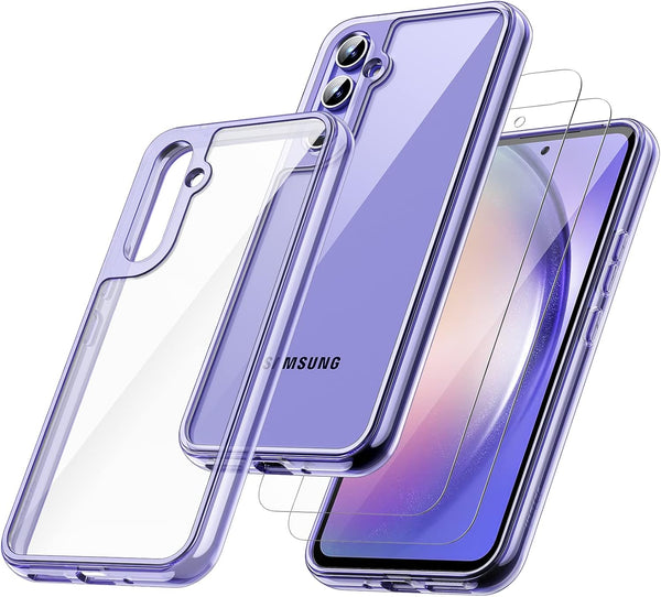 JETech 2-in-1 Shockproof Case for Samsung Galaxy A54 5G 6.4" with Clear Back & 2-Pack Tempered Glass Screen Protectors