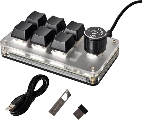Macro Pad Macro Keyboard Programmable Keypad, Customized 6-Key Mini Mechanical Gaming Keyboard, One Handed Keyboard BT