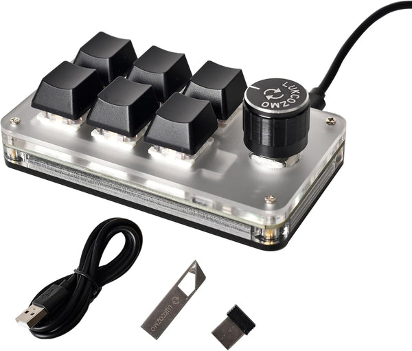Macro Pad Macro Keyboard Programmable Keypad, Customized 6-Key Mini Mechanical Gaming Keyboard, One Handed Keyboard BT