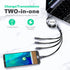 Multi Charging Cable 2Pack 4Ft - Retractable 4 in 1 Fast Charger for Cell Phones, Tablets, IP, Samsung Galaxy & More.