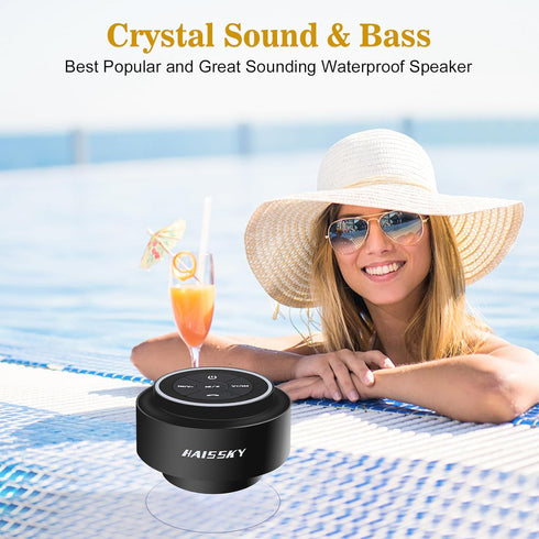 HAISSKY Bluetooth Shower Speaker, Portable Wireless Speaker with Suction Cup, IP67 Waterproof for Phones, Tablets, and
