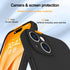iPhone 15 Plus Case - Black, Slim Liquid Silicone, Shockproof, Anti-Scratch, with 360° Rotatable Ring Holder & Lanyard.