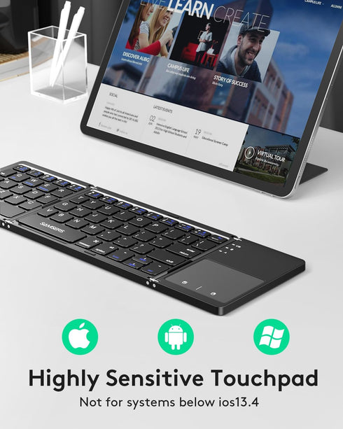 Samsers Foldable Bluetooth Keyboard - Portable Ultra Slim Wireless Keyboard with Touchpad for Android, Windows, iOS -
