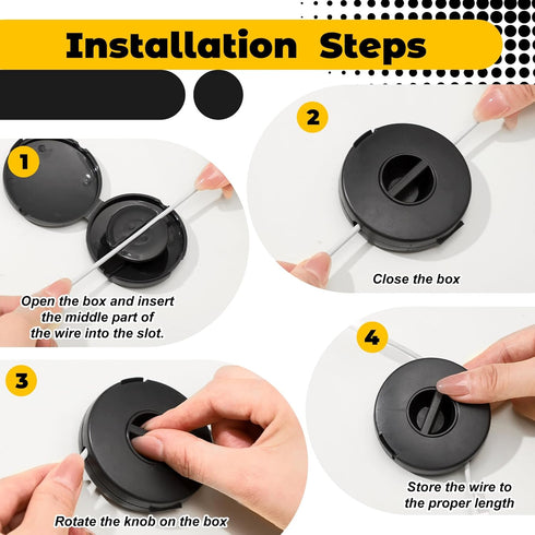 9 Pcs Charging Cord Organizer Black Portable Charger Cord Holder, Retractable Cable Management for Home Office