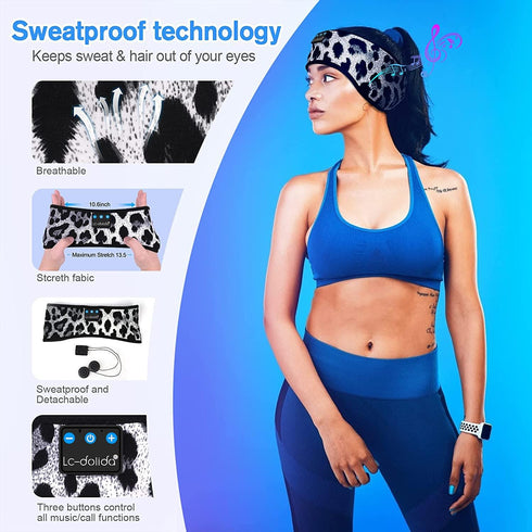 LC-dolida Sleep Headphones Bluetooth Headband, Headband Headphones Wireless Earphones Built in Speakers for Side Sleepers, Sleeping Headphones Sleep Earbuds Gifts for Men Women Kids Teens