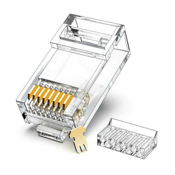 Cat6 RJ45 Connectors, 100pcs UTP 8P8C Ethernet Plug for Cat6 Cat5e Cable 2-Piece Ends
