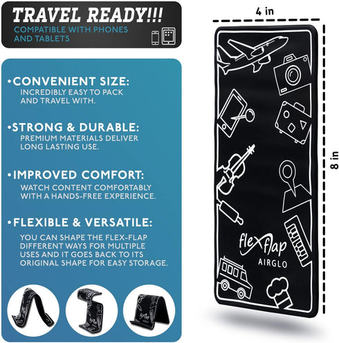 Flex Flap Adjustable Portable Phone Stand for Travel, Home, Desk, Bed, Treadmill, iPad, Tablet
