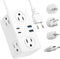 European Travel Plug Adapter, Compact Power Strip with 6 AC Outlets, 4 USB Ports (2 USB C), 3ft Wrapped Extension Cord