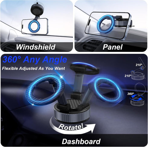 surundo 360 Magnetic Phone Holder for Car - Upgraded Vacuum Magnetic Phone Holder, Foldable Retractable Suction Cup Car