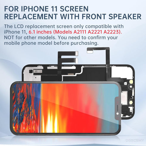 for iPhone 11 Screen Replacement 6.1 inch Assembled with Ear Speaker Assembly, Earpiece, 3D Touch LCD Display Digitizer