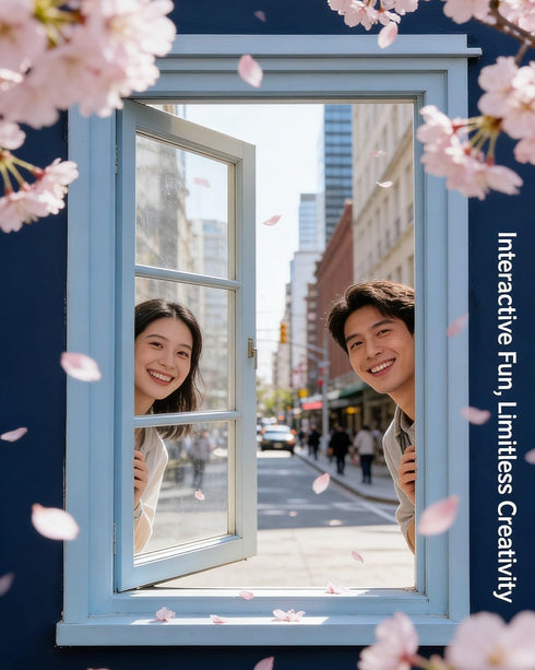 VVDAMAIA 7.9 5.9inFresh (Blue-C-1pc) Creatives Window View Photography Props - Portable Window Frame Photo Prop