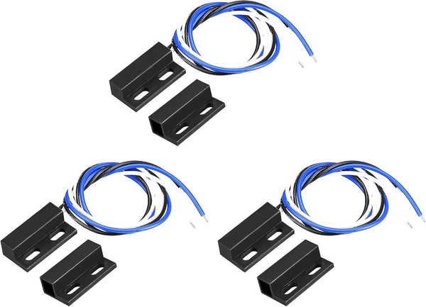 uxcell Wired Door Contact Window Sensor NO NC Surface Mount Magnetic Reed Switch, Black, 3 Pcs