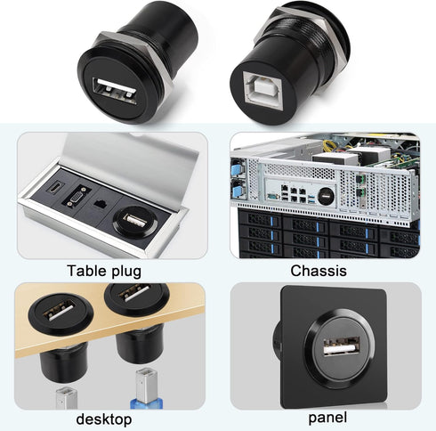 QIANRENON USB2.0 to USB B Threaded Fixed Printer Adapter, USB2.0 Female to USB Type B Female Panel Mount