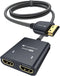 WARRKY HDMI Splitter 4K, 1x2 HDMI Display Duplicate/Mirror, USB-C Powered Splitter with Metal Shell and Braided Cable
