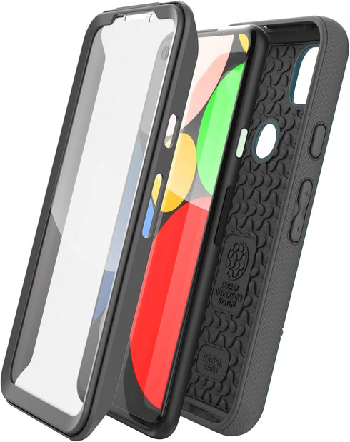 ENCASED Pixel 4a Case with Screen Protector (Rebel Shield) - Rugged Full Body Protective Cover for Google Pixel 4a -