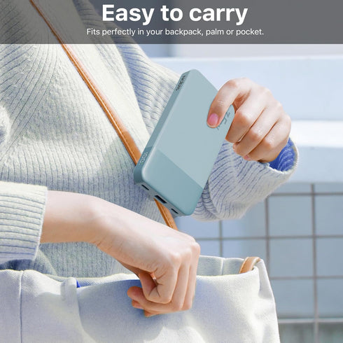 NOBIS Portable Charger 10000mAh, 35W Fast Charging Power Bank with C to C Cable for iPhone, iPad, Samsung (Blue)