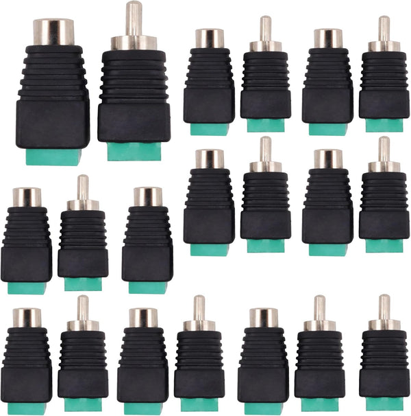 11 Pair RCA Plugs Cable Audio Adapter Screws, Phono RCA Male Female Plug to AV Screw Terminal Connector
