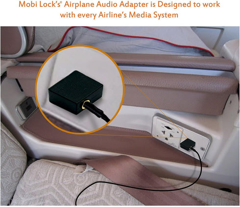 Gold Plated Airplane Flight Headphone Adapters (Pack of 2) by Mobi Lock, Use Earphones with In-Flight Media