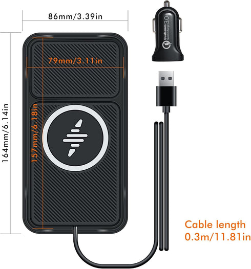 LANSEMKU 17/16/15/14/13/12 SE3/SE2/XS/X/XR/8, 30cm Wireless Car Charger Pad, Fast Car Wireless Chargers Charging pad
