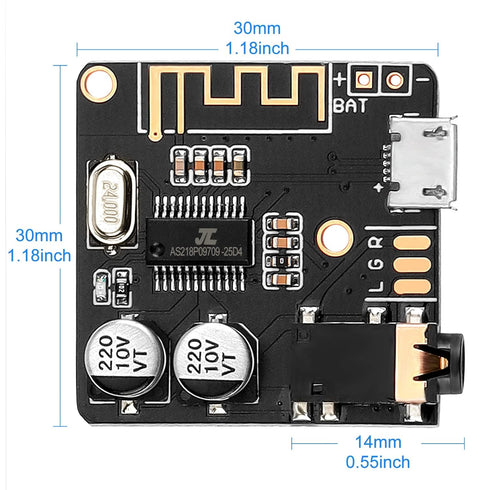 MakerHawk 2pcs Bluetooth Audio Receiver Board, BT 5.0 Stereo Audio Amplifier 3.7-5V for Car Speaker DIY