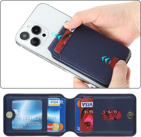 Cavor Magsafe Wallet for Apple Wallet, Magnetic Phone Magsafe Wallet for iPhone 15/14/13/12 Series, Blue