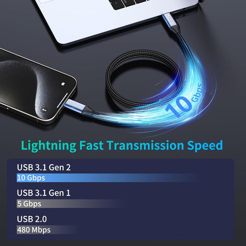USB C to USB C Data Cable 3.3FT, 100W Fast Charging PD USB 3.1 Gen 2, 4K 60Hz Video Display E-Marker Chip Cord