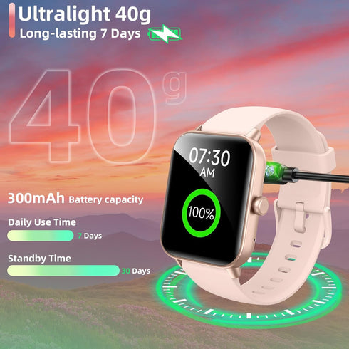 Smart Watch for Women, Android & iPhone, Alexa Built-in, IP68 Waterproof Fitness Watch, Bluetooth Call, Heart
