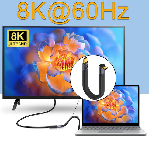 QIANRENON 240W USB4.0 C Male to 90° Angle Type C Male Fast Charging Cable, 40Gbps USB Type C 4.0 for Power Bank