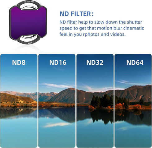 ND Filters Set for DJI AVATA2 - 6 Pack (UV, CPL, ND8, ND16, ND32, ND64) Multi-Coated HD Optical Glass