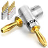 VCELINK Speaker Banana Plugs 6 Pairs, 24K Gold Plated Dual-Screw Type Speaker Connector for Home Theater
