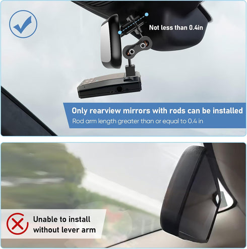 Radar Detector Mount Rearview Mirror Bracket for Car Truck, Aluminum Rearview Mirror Rod Mount for Escort Max360c Max 3
