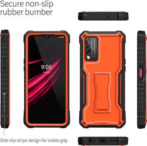 ExoGuard Case for T-Mobile REVVL V Plus 5G, Rubber Shockproof Full-Body Cover with Built-in Screen Protector - Orange