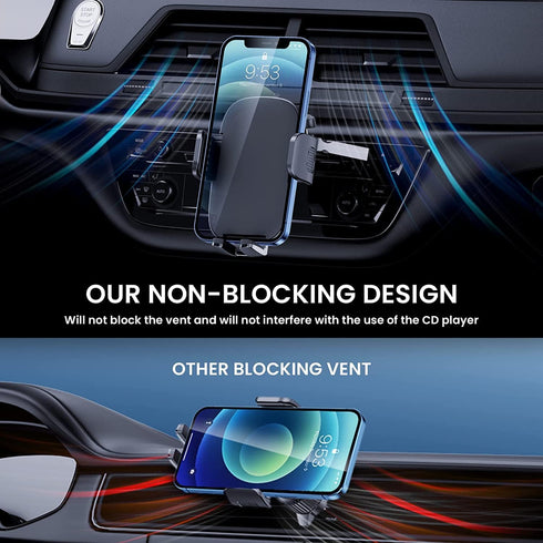 TICILFO Phone Mount for Car, Upgraded Metal CD Slot Phone Holder for Thick Cases, Compatible with All Smartphones