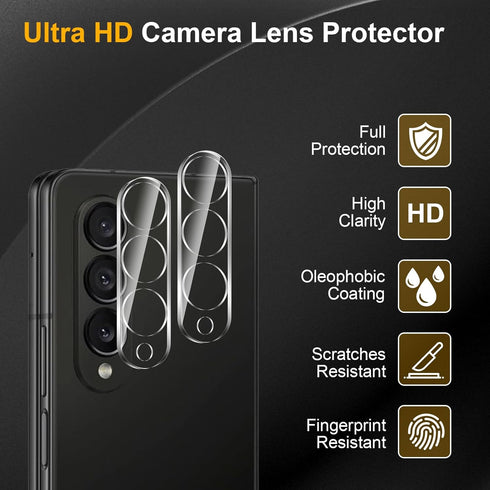 3 Pack Privacy Screen Protector for Samsung Galaxy Z Fold 4, Anti Spy Tempered Glass with Camera Lens Protector