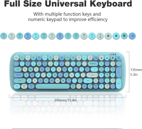 MOFII Wireless Bluetooth Keyboard, Retro Round Keycaps Typewriter Keyboard, Bluetooth 5.1 for Home/Office
