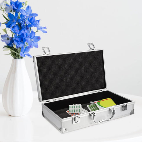 Toyvian Aluminum Briefcase Hard Case, DIY Customizable Foam Insert for Test Instruments, Cameras, and Tools